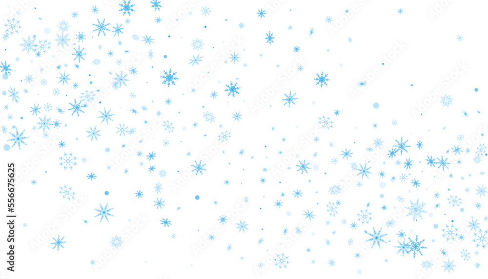 Blue delicate openwork snowflakes are scattered on a white background. Festive background, new year or christmas design Blue delicate openwork snowflakes are scattered on a white background. Festive background, new year or christmas design