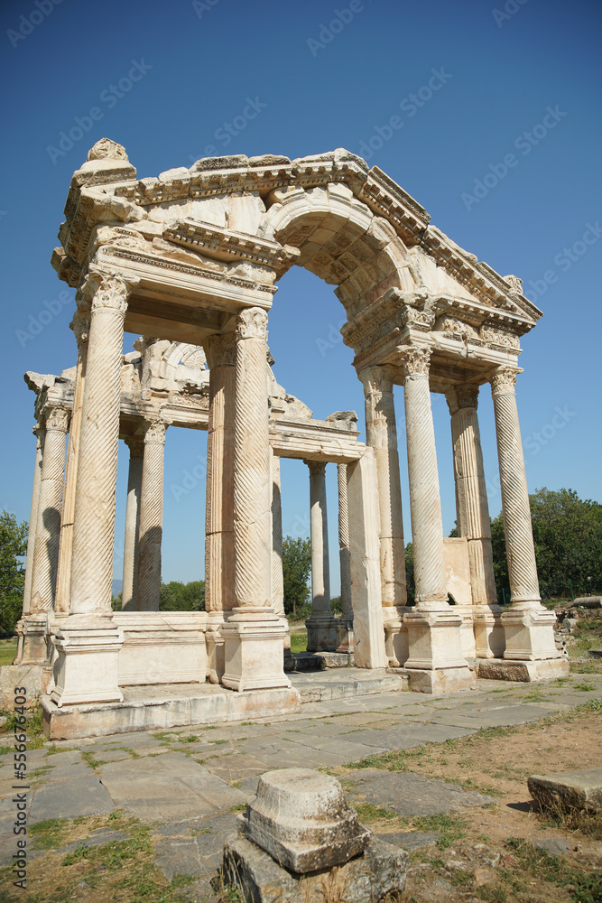 Monumental Gateway, Tetrapylon in Aphrodisias Ancient City in Aydin, Turkiye