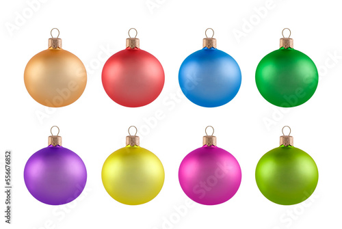 Set of colorful christmas balls isolated on white background