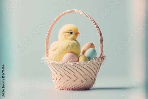 A cute chick and a easter egg. Generative AI