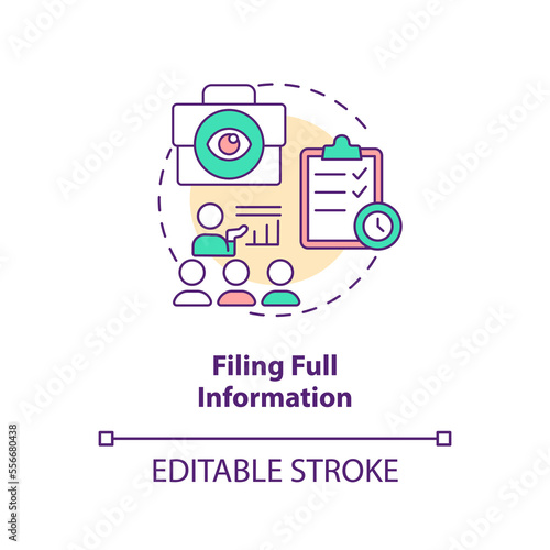 Filling full information concept icon. Preventing mass exodus during mergers abstract idea thin line illustration. Isolated outline drawing. Editable stroke. Arial, Myriad Pro-Bold fonts used