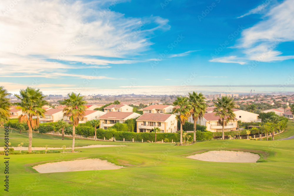 Naklejka premium Beautiful view of the green lawn in Sheikh Zayed, Egypt