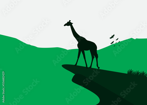 art illustration design concept background landscape icon giraffe with painting colorful artwork cartoon