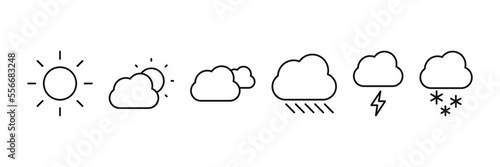 Editable Set Of Weather Icon Line Art Icon Using For Presentation, Website And Application