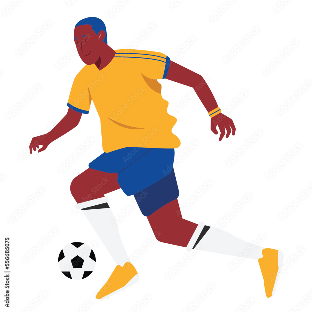 Sport People Dribbling Football Vector Illustration