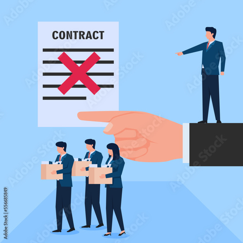 Manager drive out the employees out of office metaphor of termination of employee