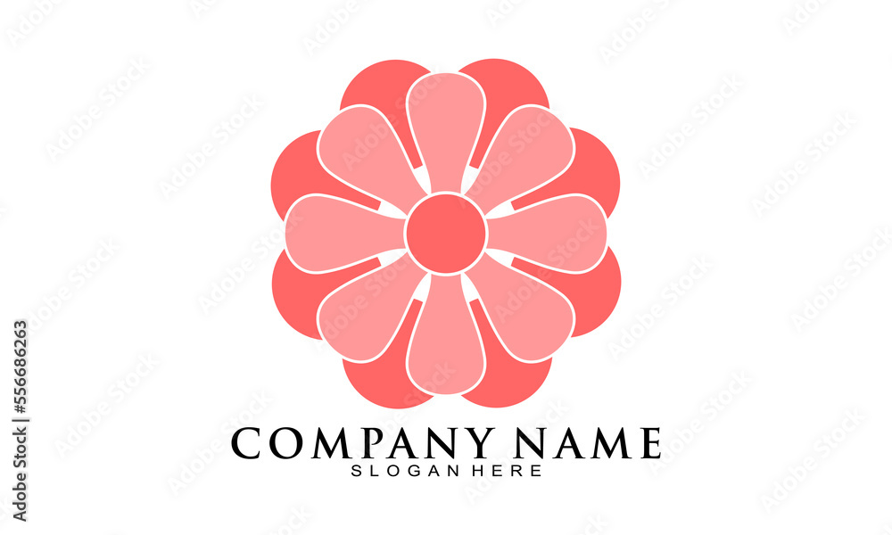 Red flower symbol vector logo Red flower symbol vector logo