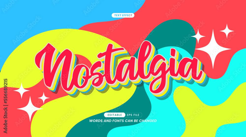 Editable Text Effect - Nostalgic Slogan with Summer Abstract Art Background