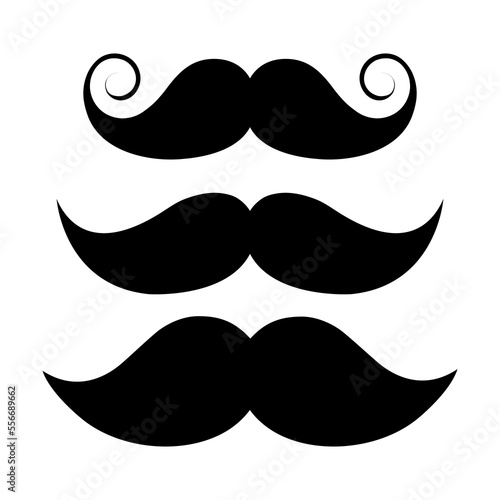 Mustache icon set. Different logotype mustache flat vector design.