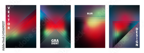 Fluo blur gradient book cover set, abstract holographic bright colorful design A4 tempates © drosostalitsa