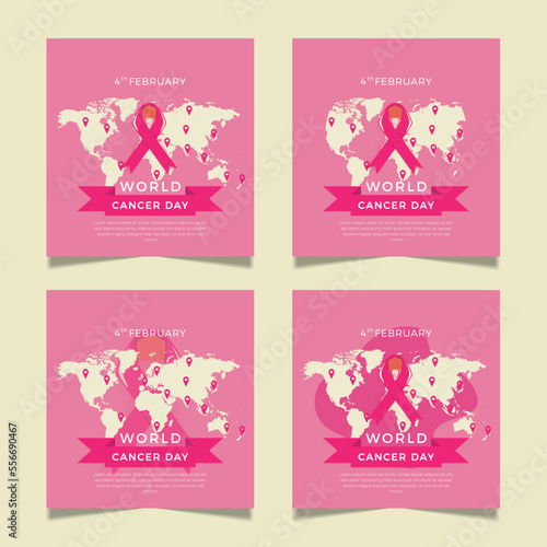 Flat World Cancer Day Background Design Collection