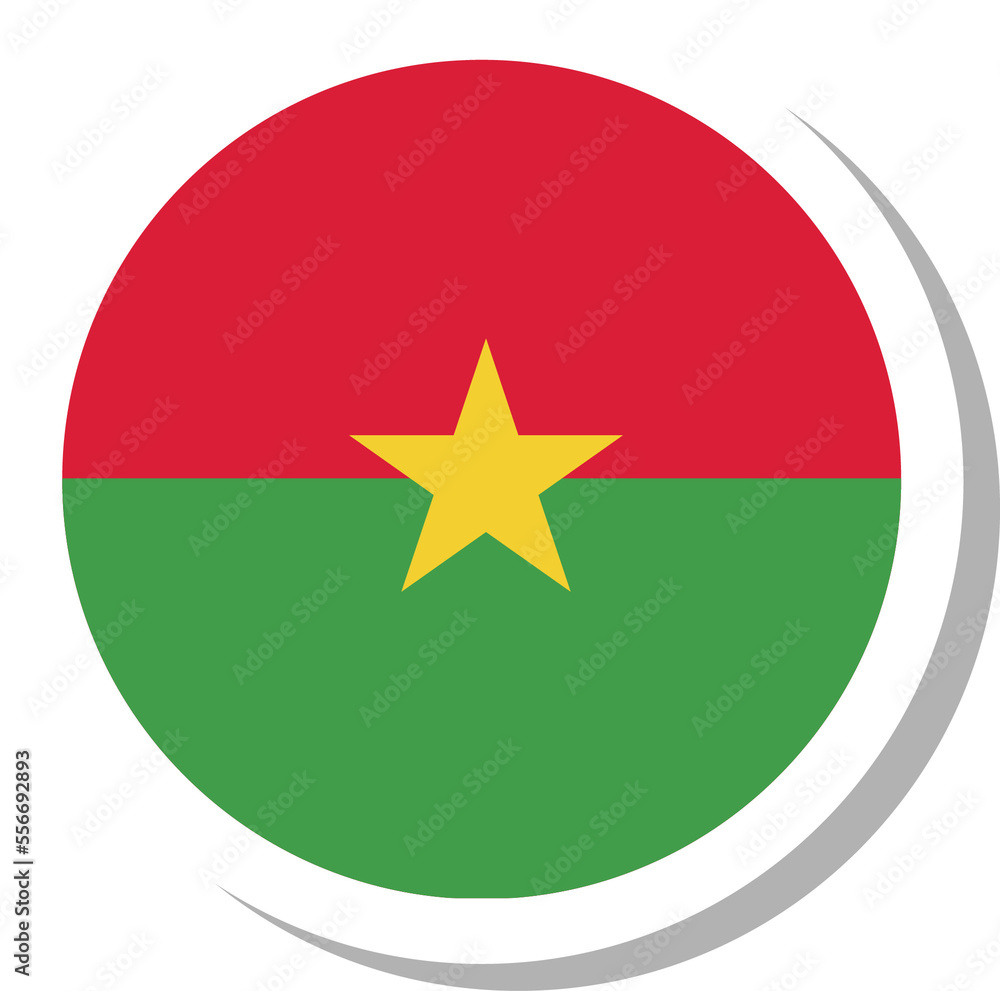Burkina Faso flag circle shape, flag icon. Burkina Faso flag circle shape, flag icon.