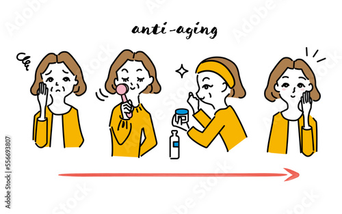 アンチエイジングのため美肌に励む中年女性