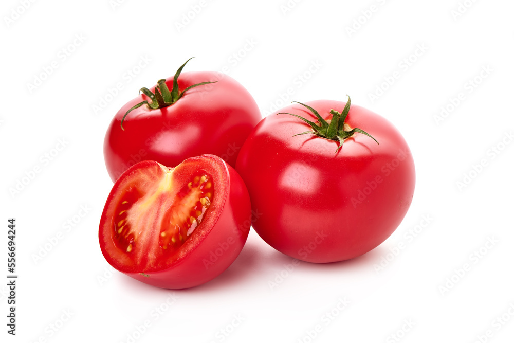 Plum tomatoes, Roma tomatoes, isolated on white background. Plum tomatoes, Roma tomatoes, isolated on white background.