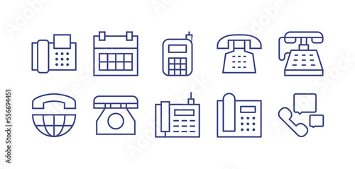 Phone line icon set. Editable stroke. Vector illustration. Containing fax, telephone, phone, old phone, call, phone chat.