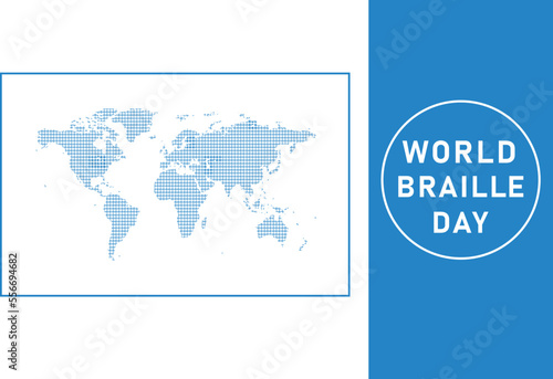 world braille day with white and blue color background poster