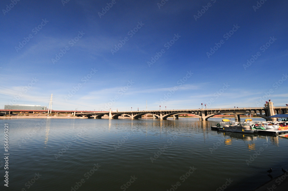 Overview of Tempe Town Lake in Tempe, Arizona 