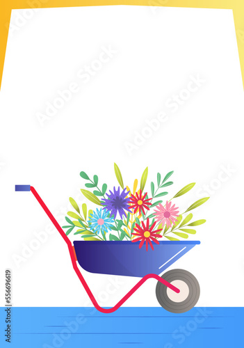 Floral card invitation design, vector illustration. Spring gardening backgrou...