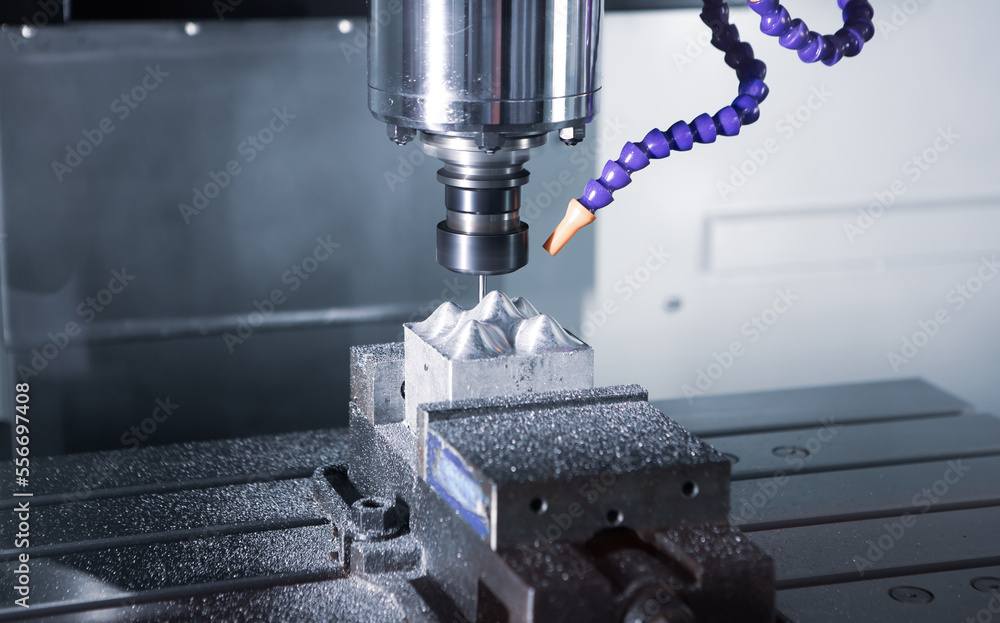 High precision CNC milling machine cutting plastic workpiece. Industrial manufacture. High precision CNC milling machine cutting plastic workpiece. Industrial manufacture.