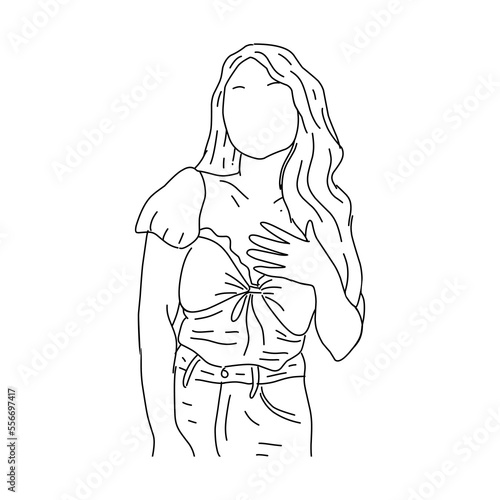 teen line art drawing vector illustration