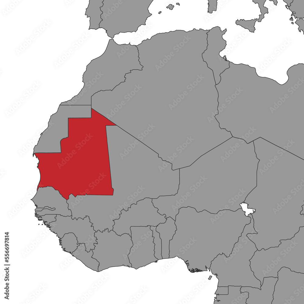 Obraz premium Mauritania on world map. Vector illustration.