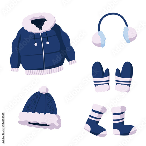 set of winter clothe illustration, seasonal clothe for man, women, and kids