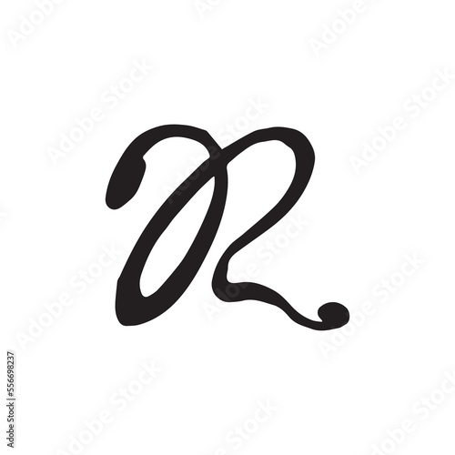 Hand write JR letter logo design vector