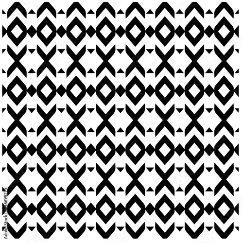 Vector pattern in geometric ornamental style. Black and white abstract background. Seamless repeat pattern.