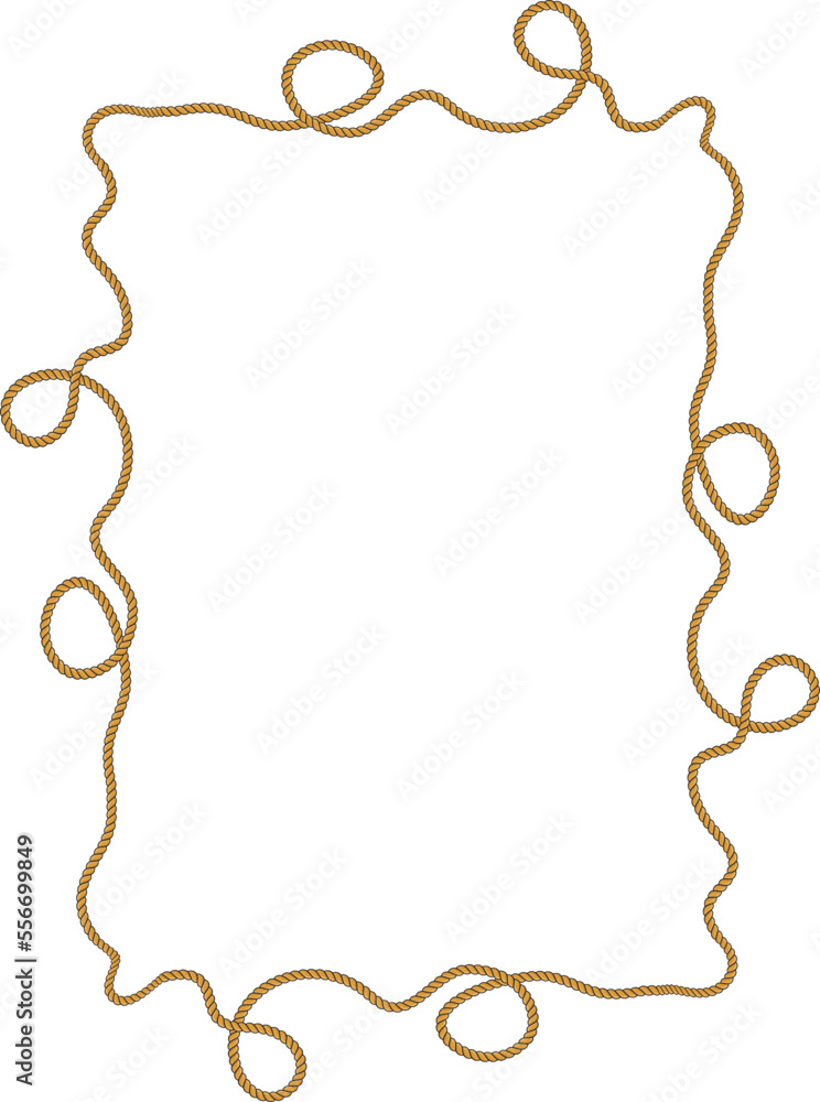 Rectangular frame made of tangled rope isolated on white background. Rectangular frame made of tangled rope isolated on white background.