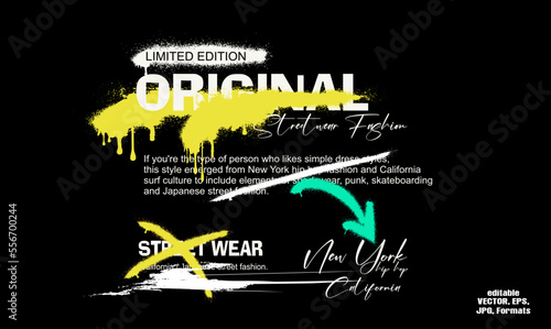 Urban typography hipster street art graffiti slogan print with neon spray effect for graphic t- shirt