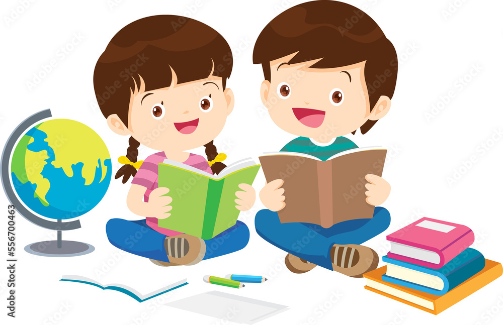 back to school with kids reading book education happy children concept back to school with kids reading book education happy children concept