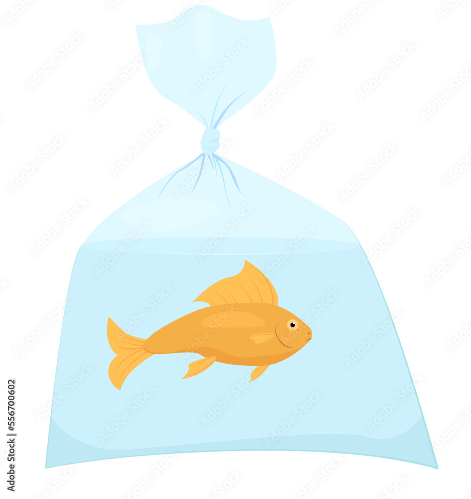 Goldfish pet in plastic bag. Vector illustration Goldfish pet in plastic bag. Vector illustration