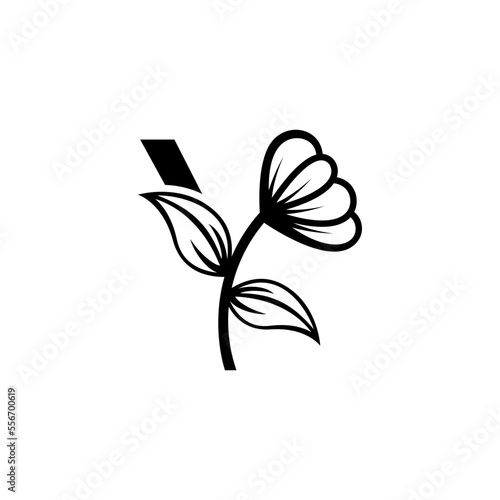 letter combine floral logo design template.