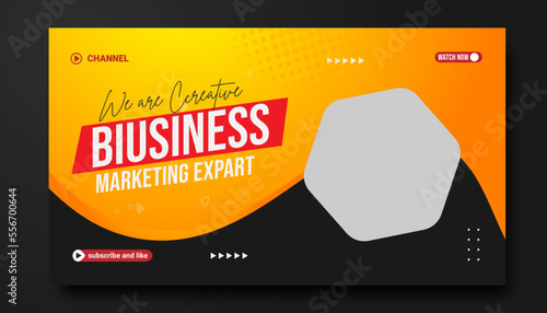 Modern YouTube thumbnail template and business YouTube cover for Attractive video thumbnail and web banner template	 photo