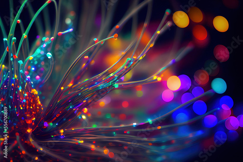 Abstract colorful fiber optic background, generative AI © fusebulb