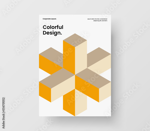 Original mosaic tiles leaflet illustration. Minimalistic front page A4 vector design template.