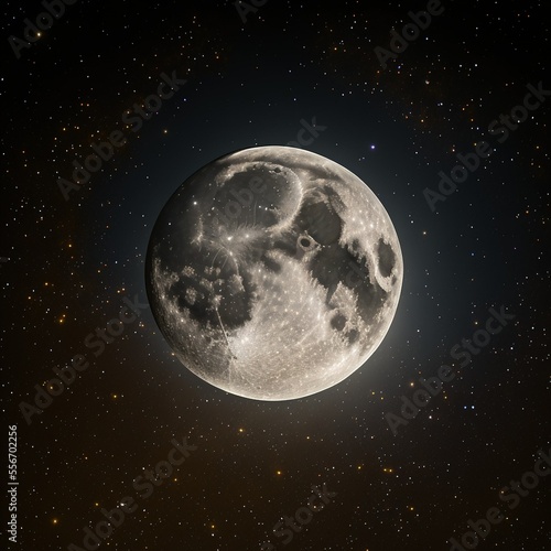 full moon with stars
