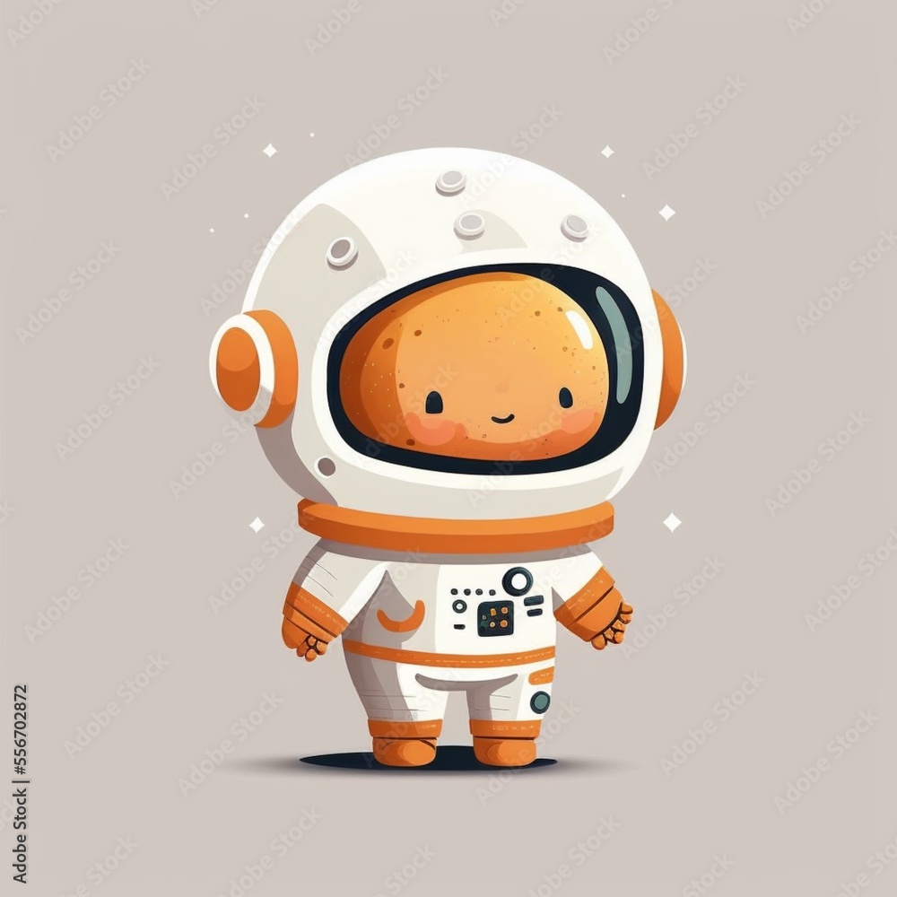 digital illustration standing cute astronaut