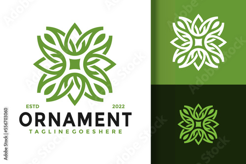 Nature Ornament Flower Logo Design Vector Illustration Template