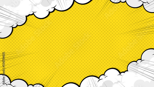 bright pop art comic background with halftone color and funny cloud vector