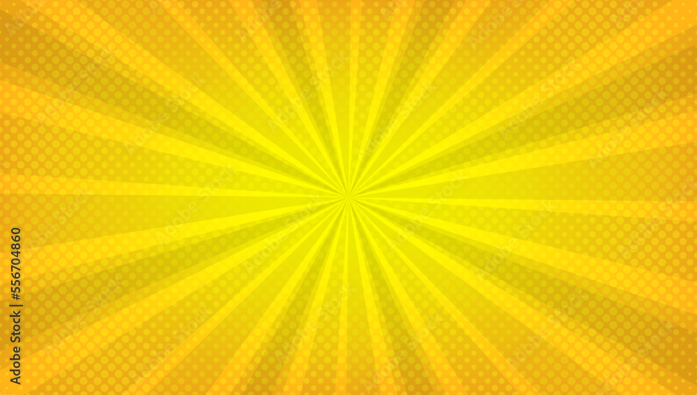 abstract yellow comic zoom background with halftone effect
