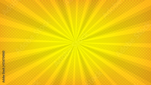 abstract yellow comic zoom background with halftone effect