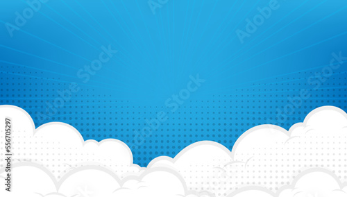 Comic cartoon blue background with cloud