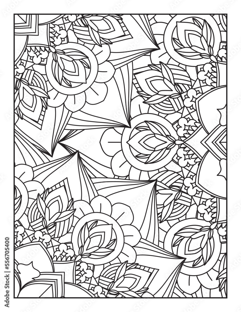 Fototapeta premium Floral Mandala Coloring Pages, Flower Mandala Coloring Page, Coloring Page For Adult 