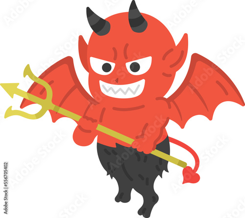 三又槍を持った、悪魔のイラスト