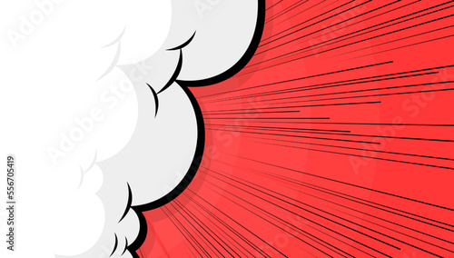 Pop art comic background with cloud and star. Cartoon Vector Illustration on  Red