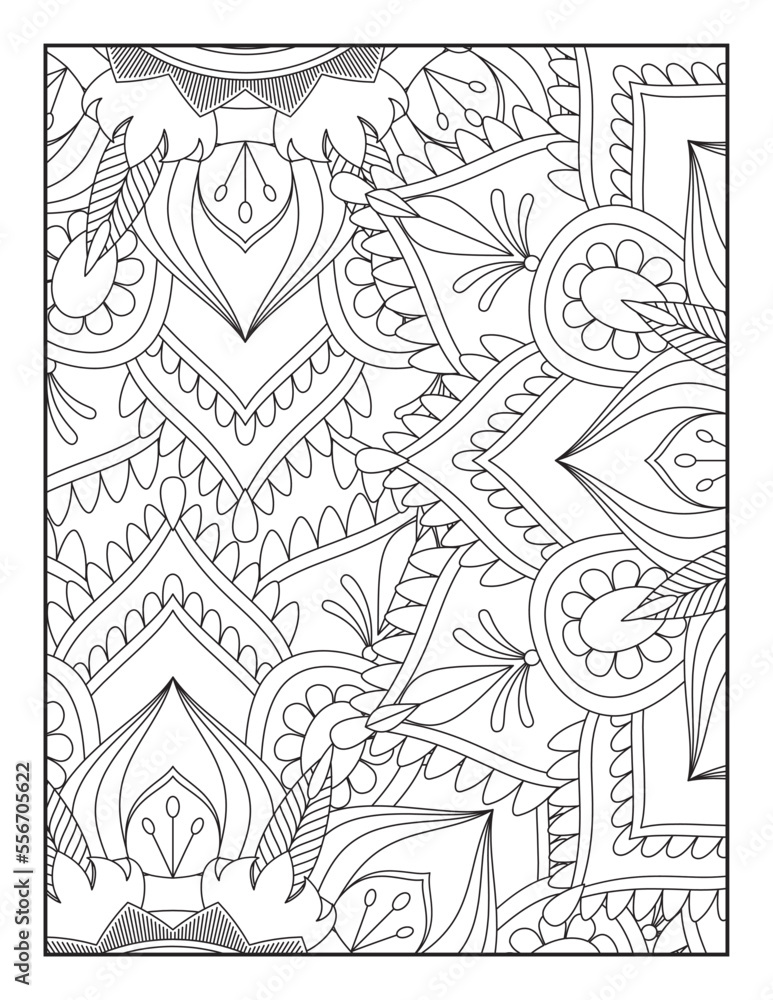 Fototapeta premium Floral Mandala Coloring Pages, Flower Mandala Coloring Page, Coloring Page For Adult 