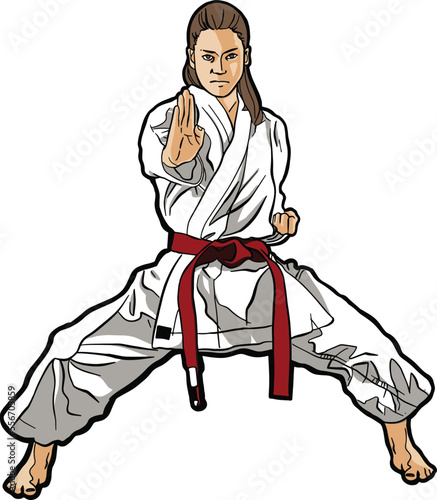 Taekwondo girl sport action pose