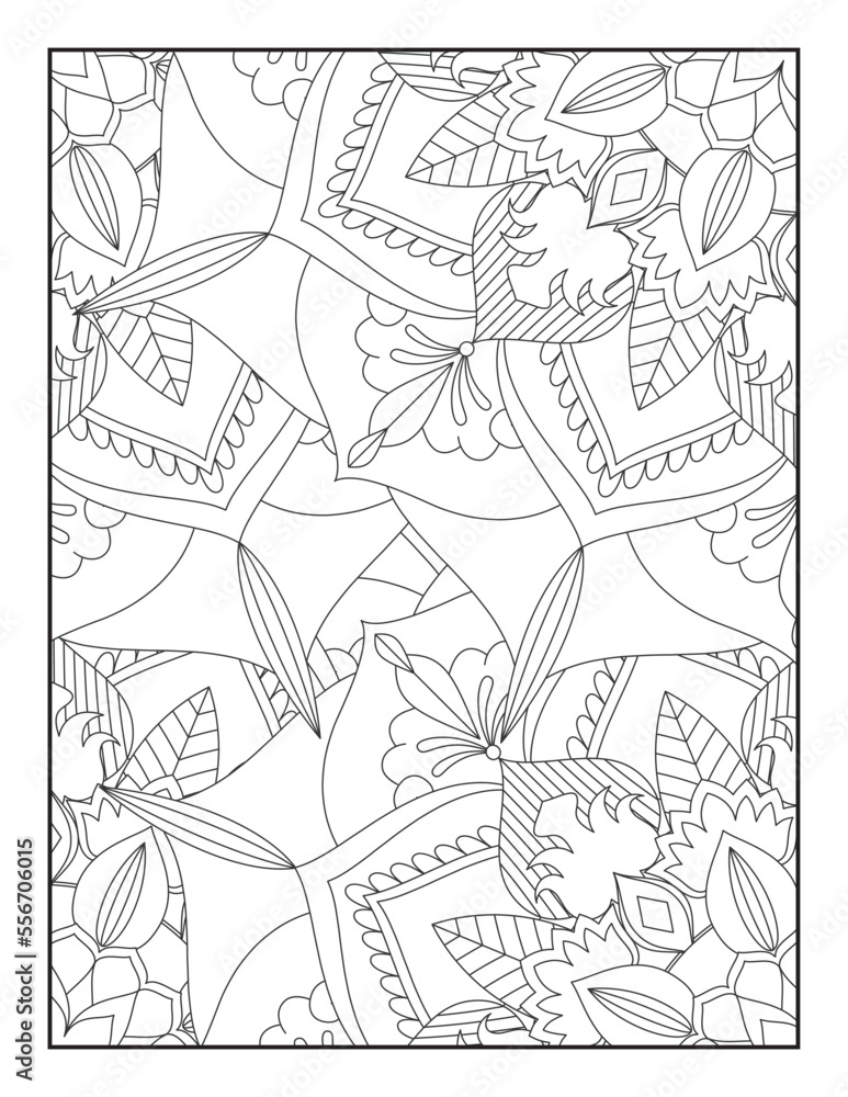 Obraz premium Floral Mandala Coloring Pages, Flower Mandala Coloring Page, Coloring Page For Adult