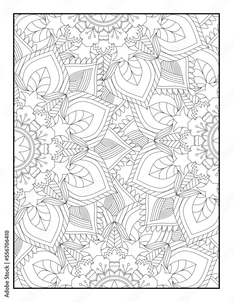 Fototapeta premium Floral Mandala Coloring Pages, Flower Mandala Coloring Page, Coloring Page For Adult 